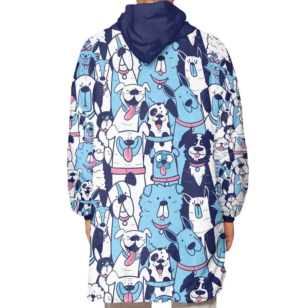 Cute Dogs Doodle Love Blanket Hoodie