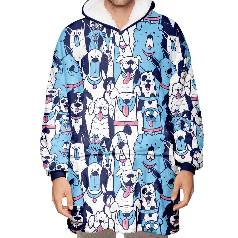 Cute Dogs Doodle Love Blanket Hoodie