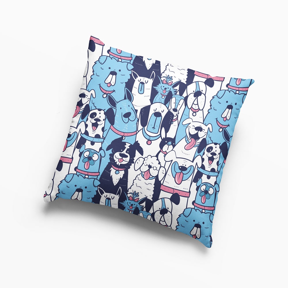 Cute Dogs Doodle Love Throw Pillow