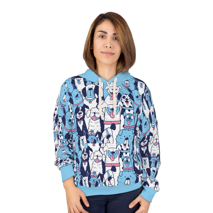 Dogs Doodles All Over Brushed Pullover Hoodie