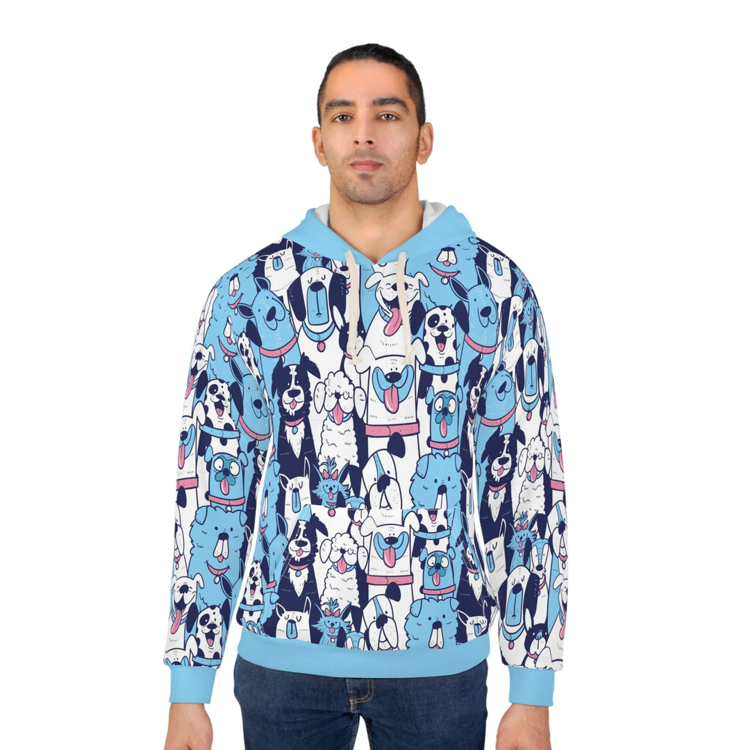 Dogs Doodles All Over Brushed Pullover Hoodie