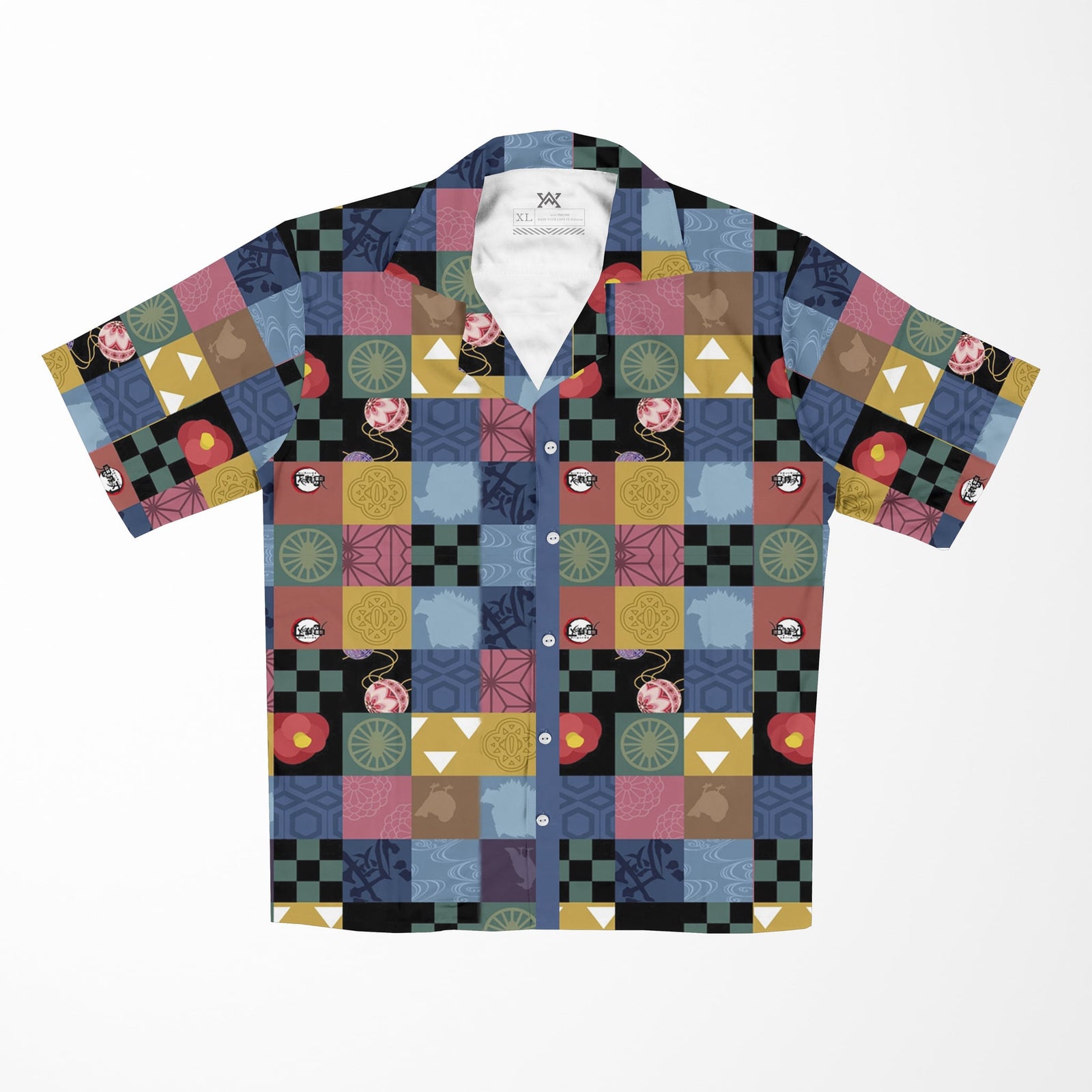 Demon Design Patches Button Up Hawaiian Shirt