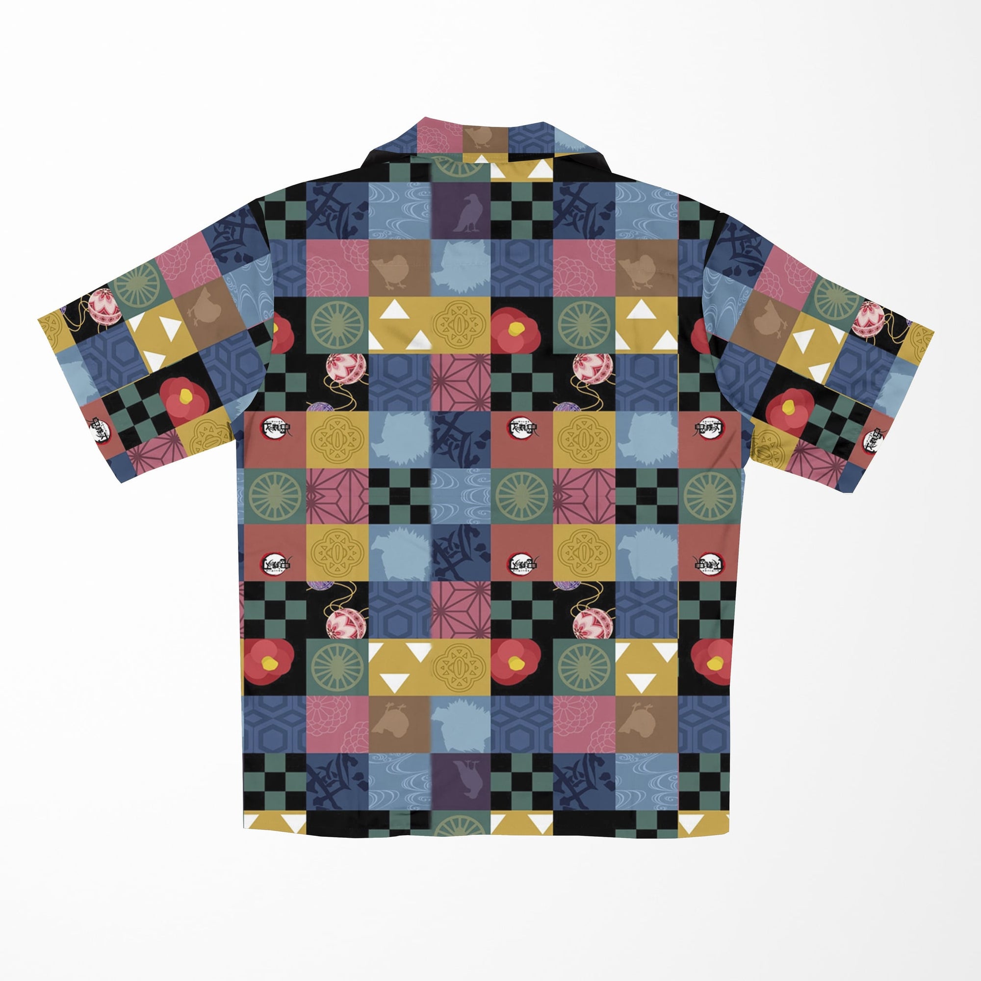 Demon Design Patches Button Up Hawaiian Shirt