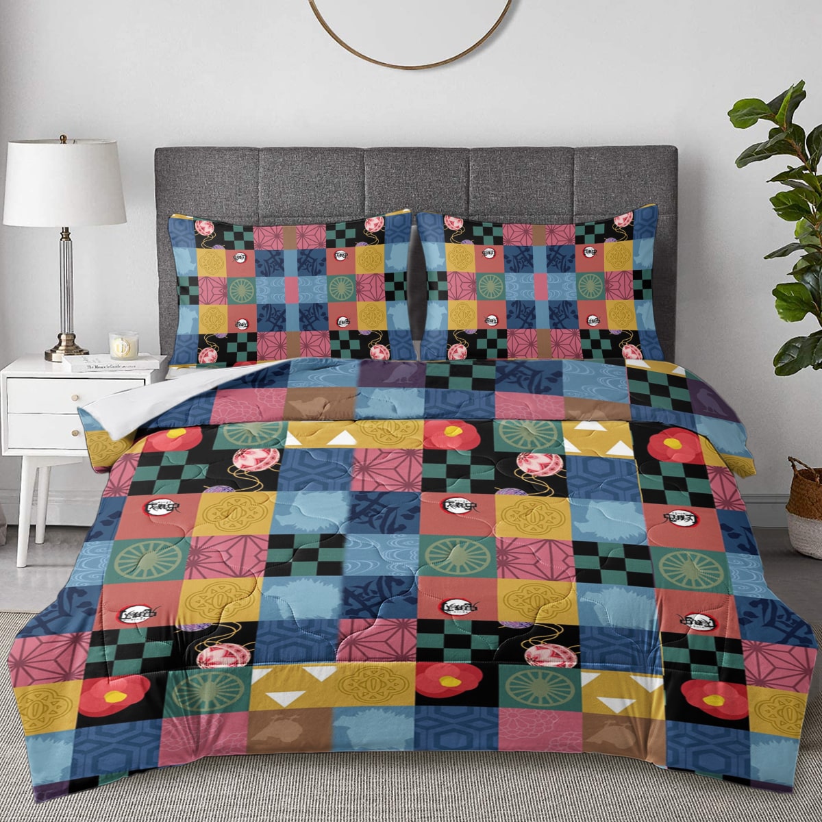 Demon Talisman Patches Comforter Set