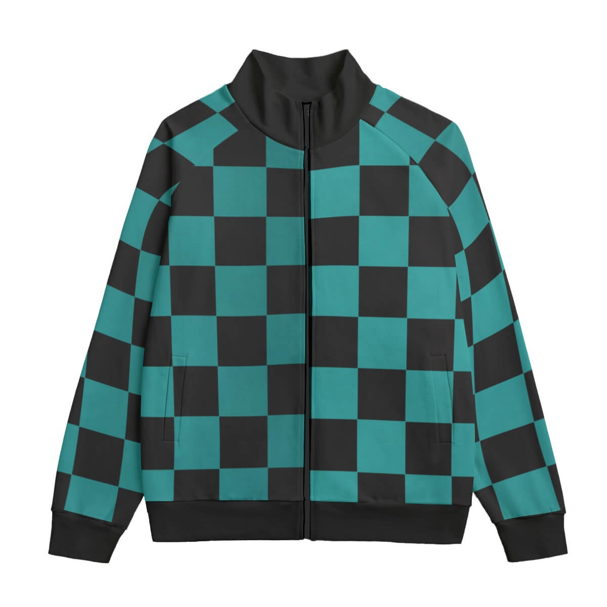 Check Pattern Fleece Collar Up Jacket