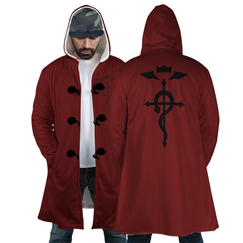 Fullmetal Elric Fleece Hooded Cloak Coat