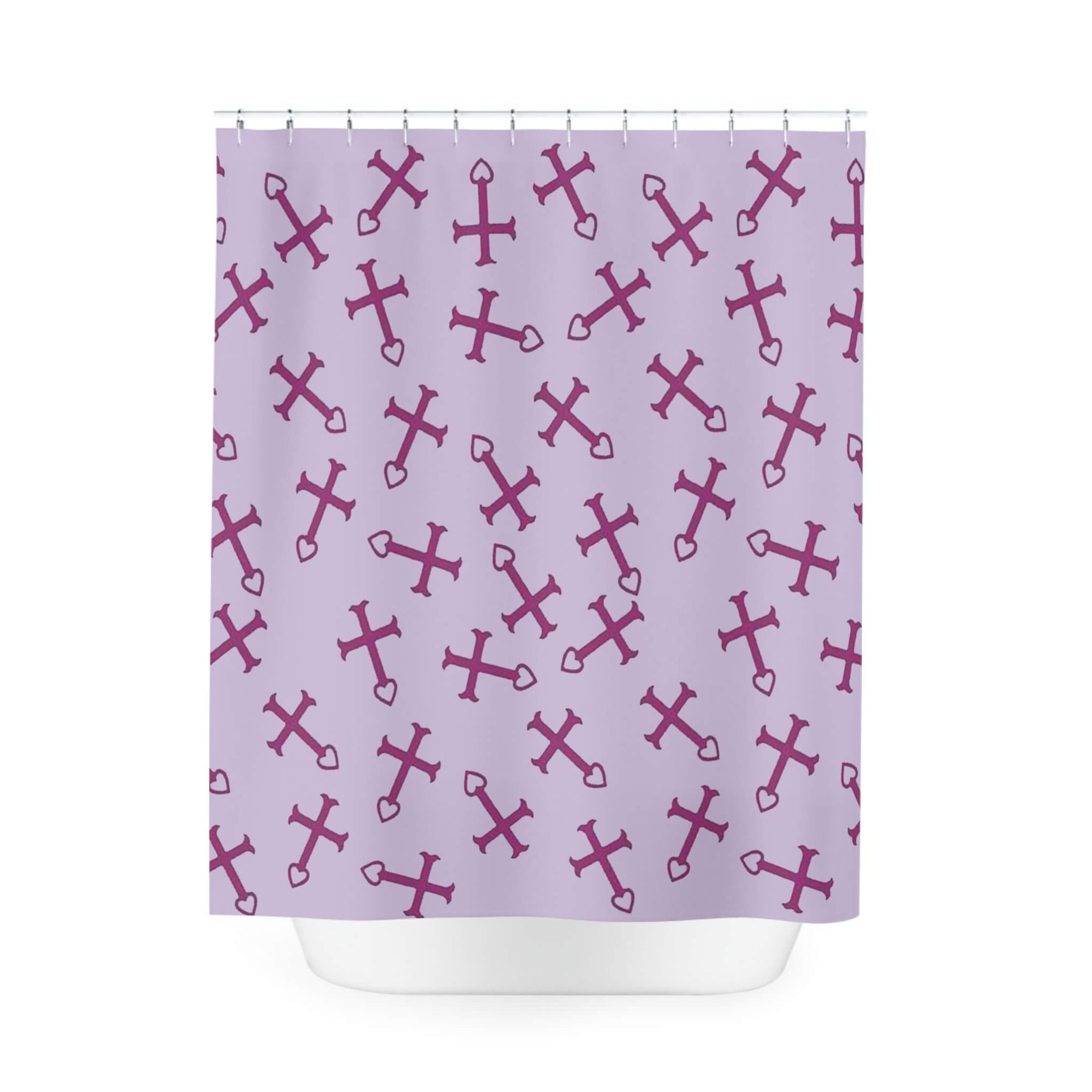 Erza Cross Heart Fusion Pattern Shower Curtains