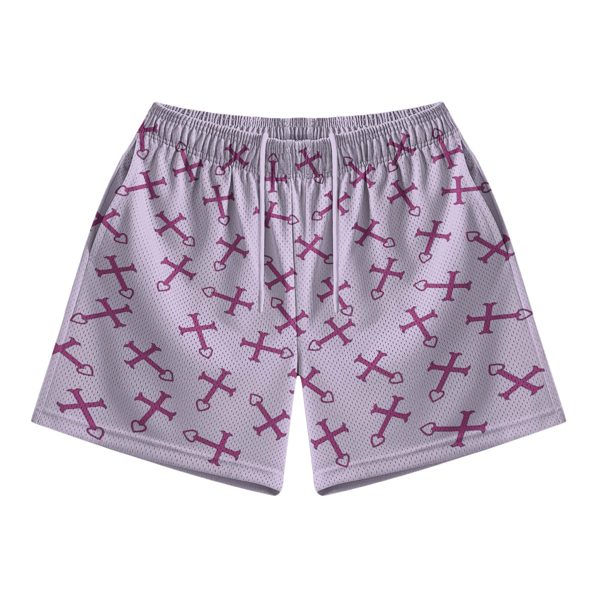 Erza Cross Heart Fusion Pattern Mesh shorts