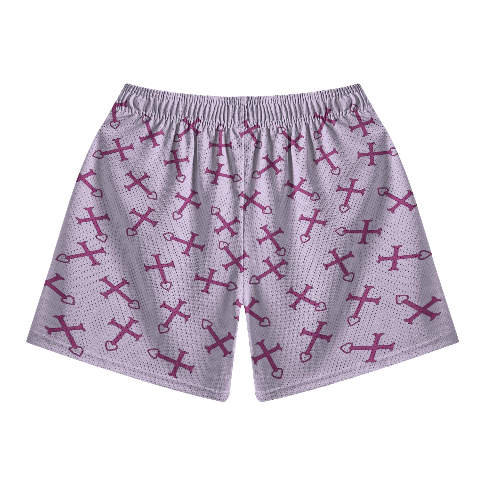 Erza Cross Heart Fusion Pattern Mesh shorts