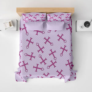 Erza Cross Heart Fusion Pattern Bedspread Quilt Set