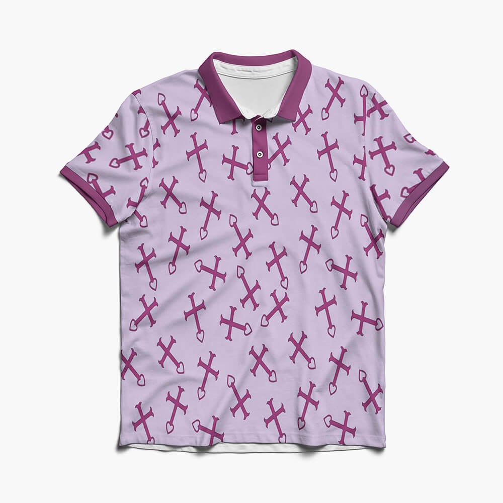 Erza Cross Heart Fusion Pattern Polo Shirt