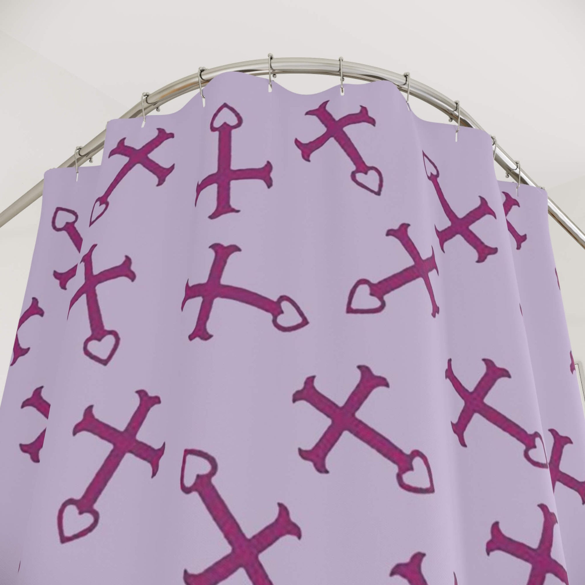 Erza Cross Heart Fusion Pattern Shower Curtains