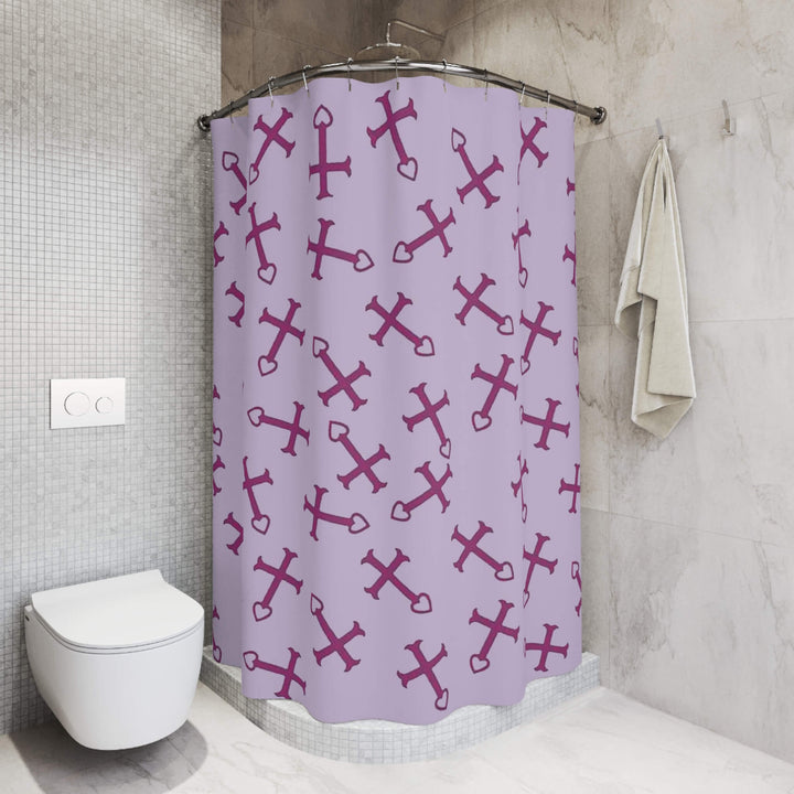 Erza Cross Heart Fusion Pattern Shower Curtains