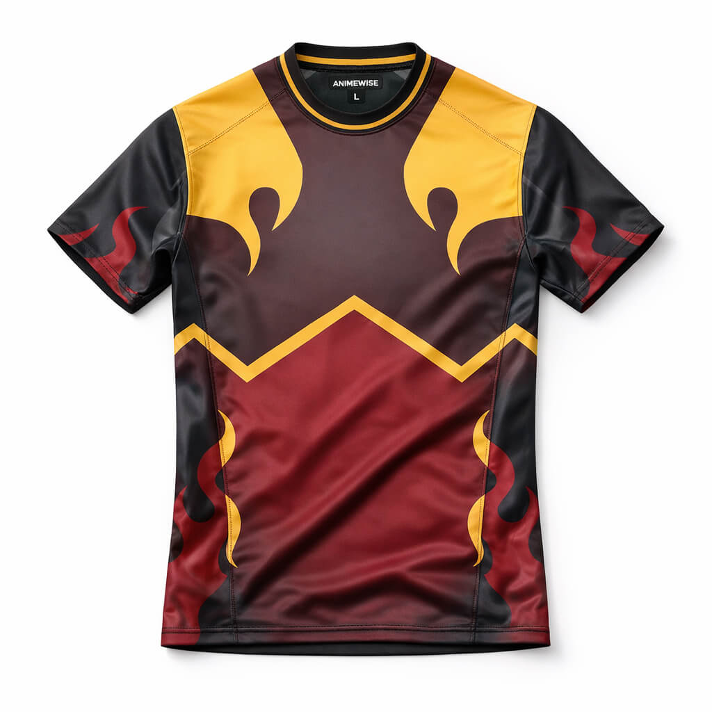 Flame Pattern Compression Rash Guard Person