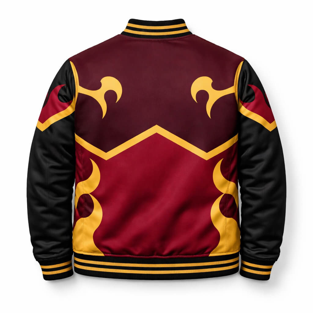 Flame Pattern Varsity Jacket