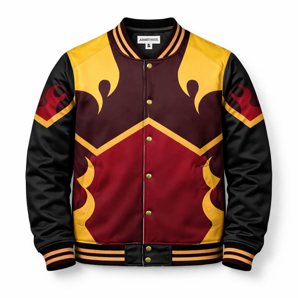 Flame Pattern Varsity Jacket