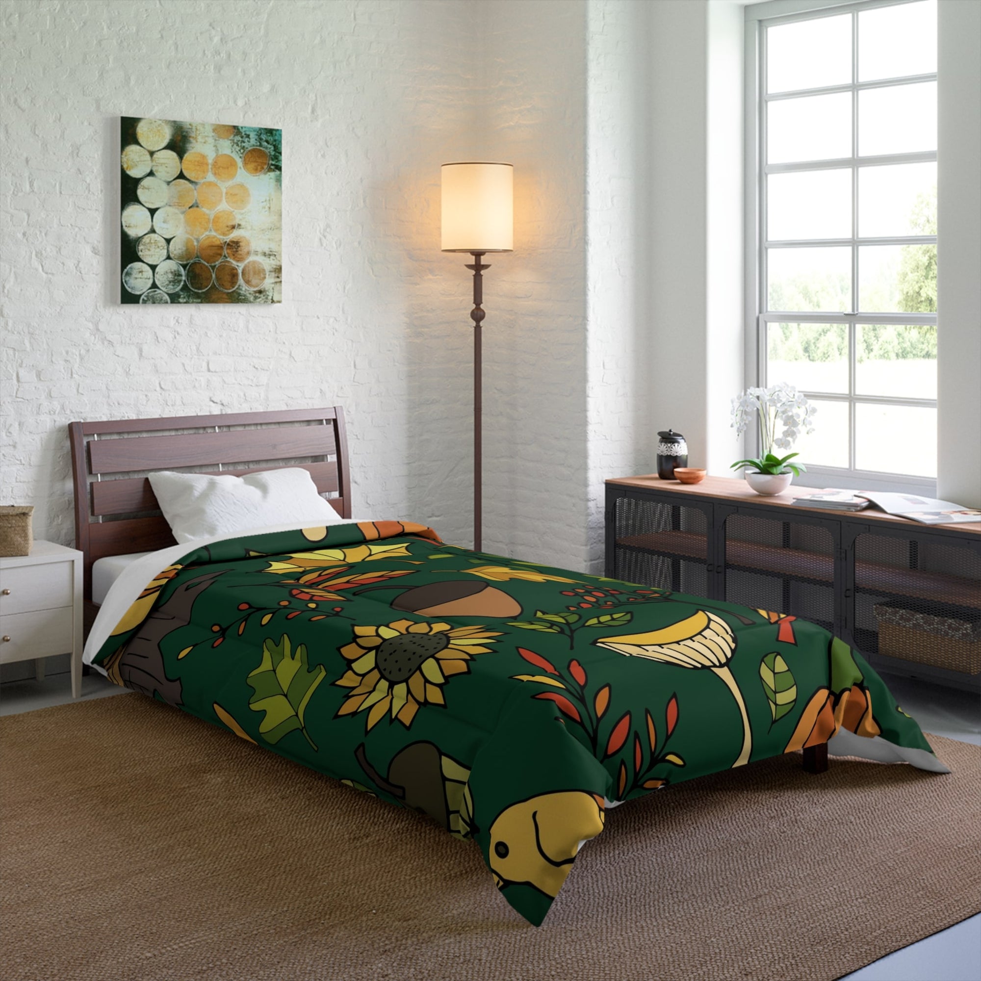 Floral Fallen Leaves Autumn Comforter Set Bedding