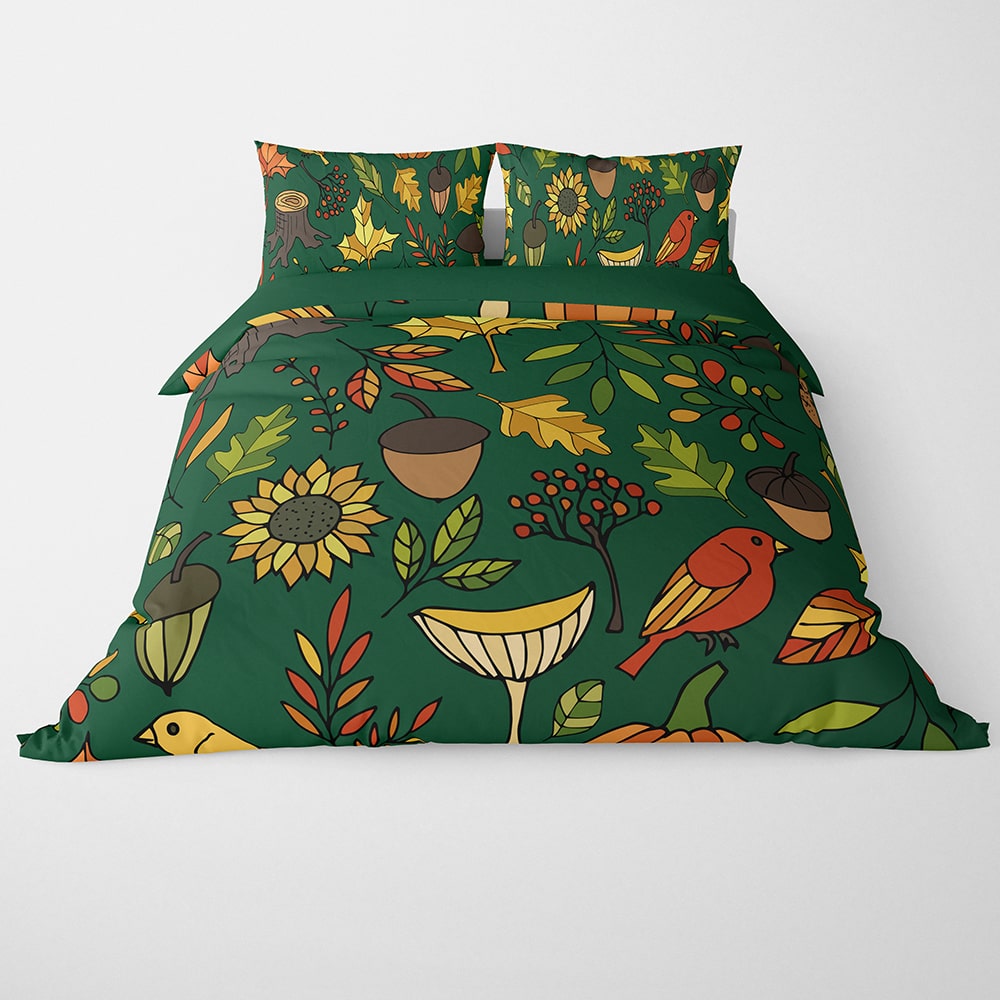 Floral Fallen Leaves Autumn Duvet Cover Bedding