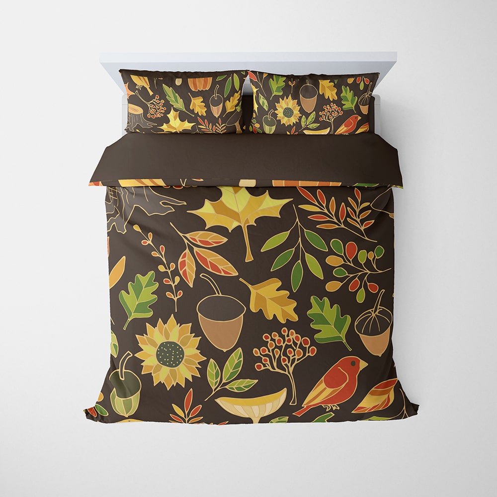 Floral Fallen Leaves Pattern Comforter Set Bedding