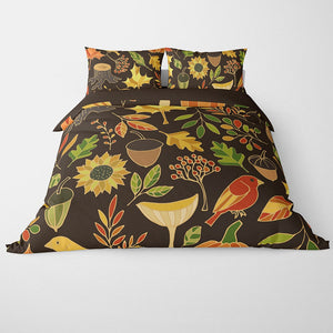 Floral Fallen Leaves Pattern Duvet Cover Bedding