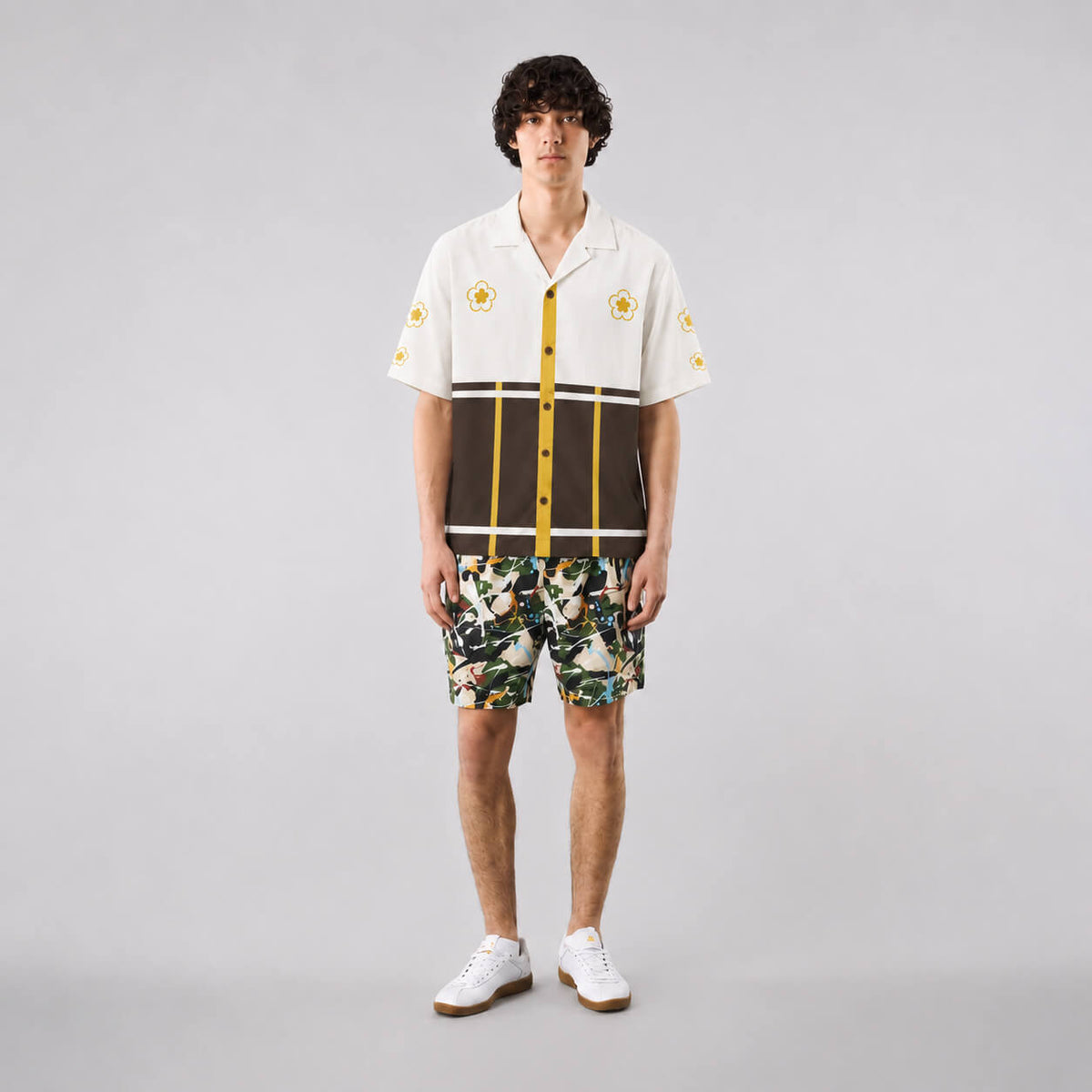 Floral Panel Graphic Button Up Shirt