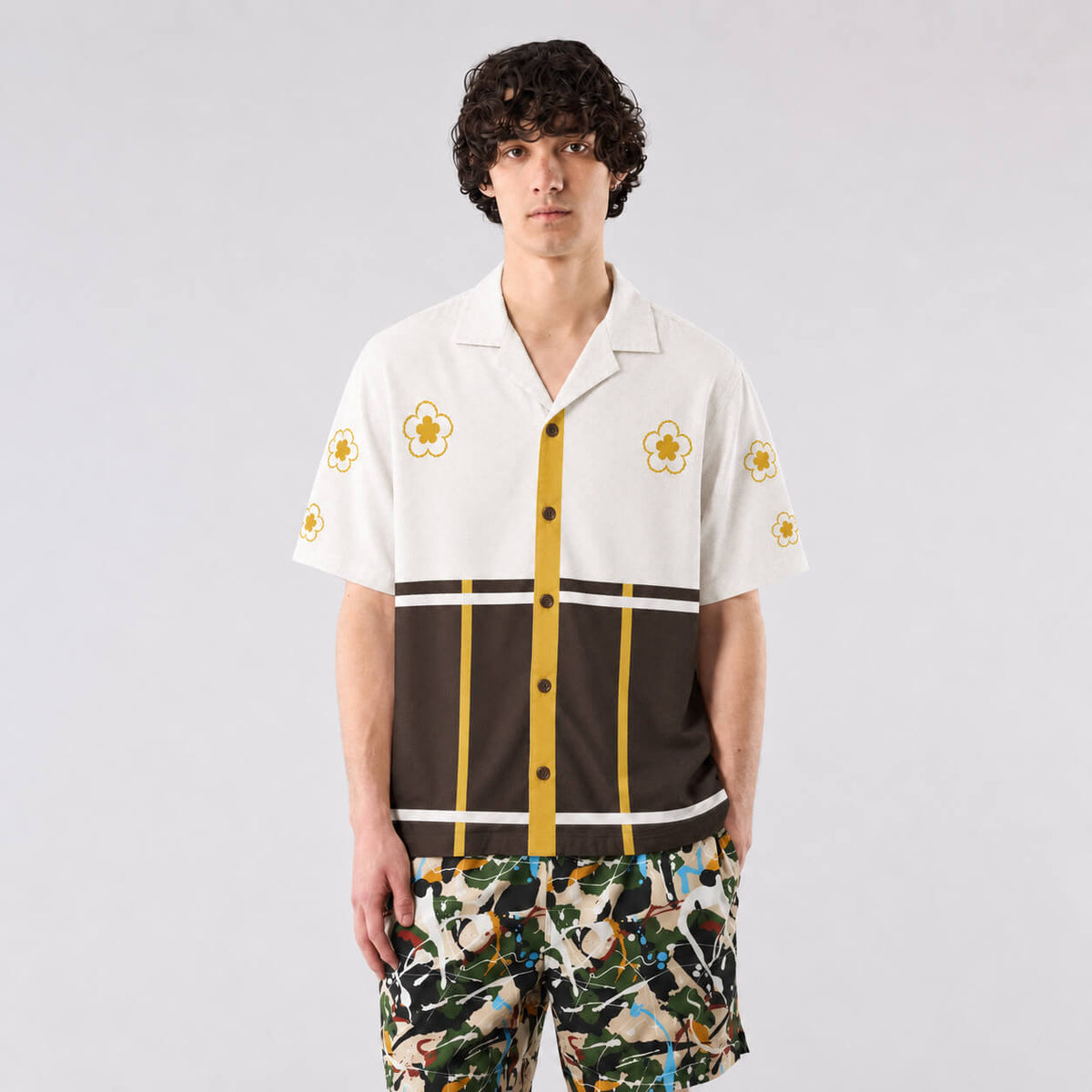 Floral Panel Graphic Button Up Shirt