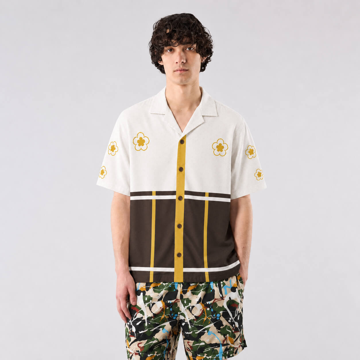Floral Panel Graphic Button Up Shirt