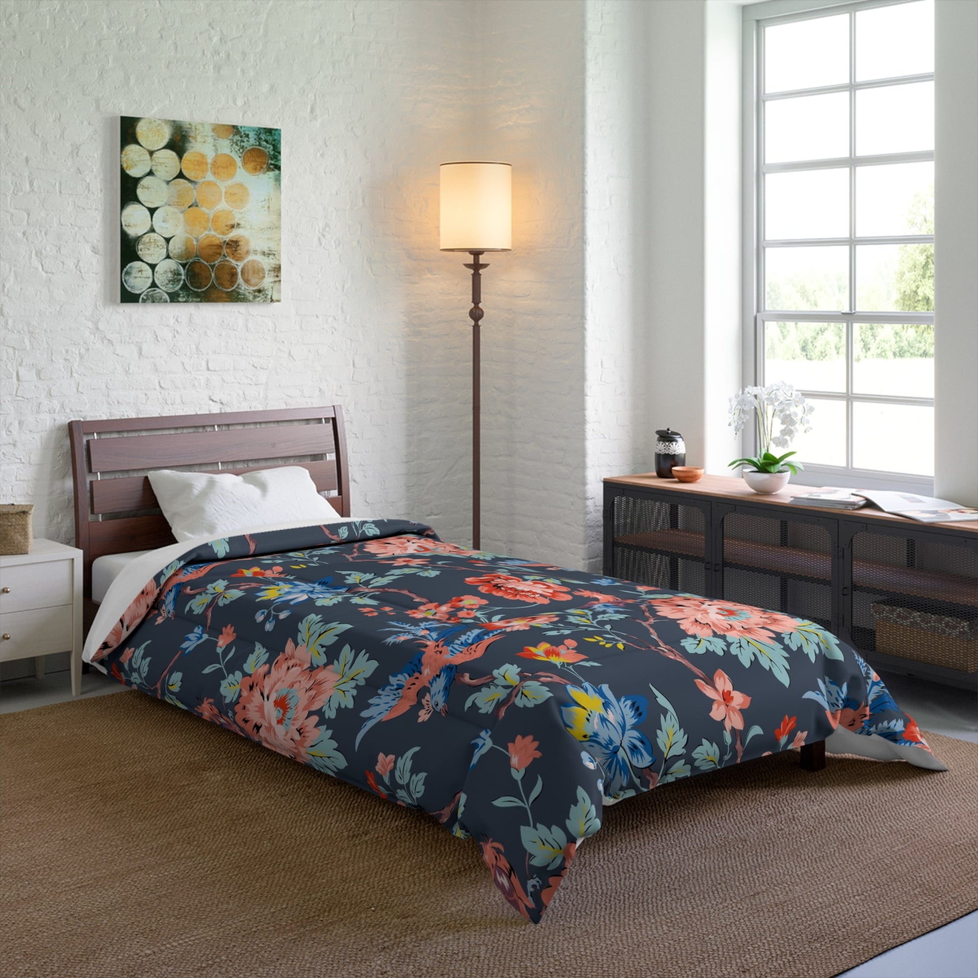 Floral Print Vintage Look Comforter Set Bedding
