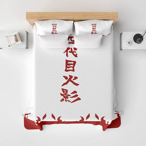 Yellow Flash Chief Shinobi Pattern Bedspread Quilt Set
