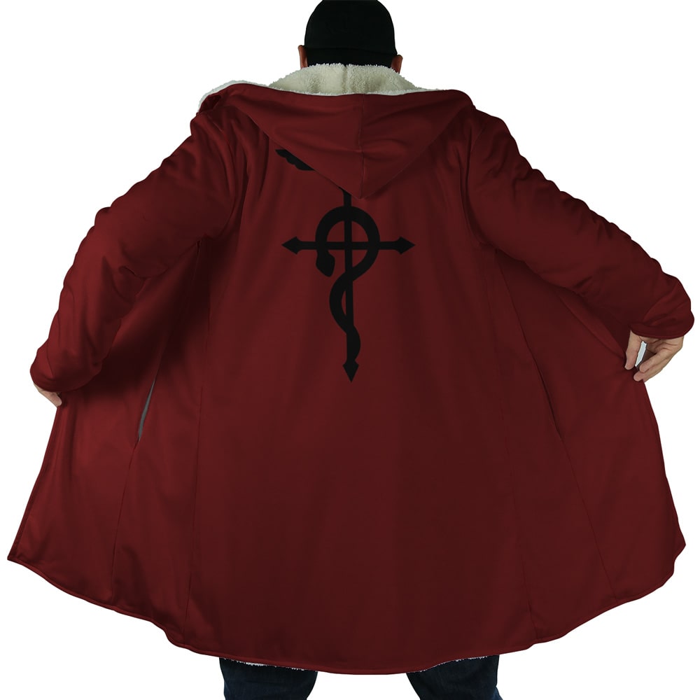 Fullmetal Elric Fleece Hooded Cloak Coat