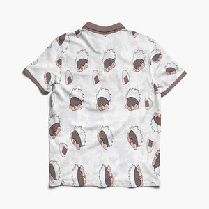 Gojo Jujutsu All Over Chibi Polo Shirt