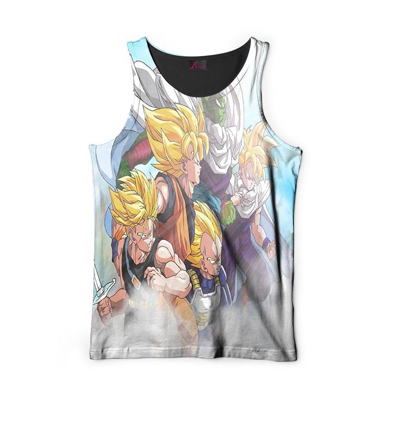 Goku Super Saiyan Party Sky Brushed Dragon Ball Tank Top