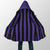 Goth School Stripes Purple Hooded Cloak Coat