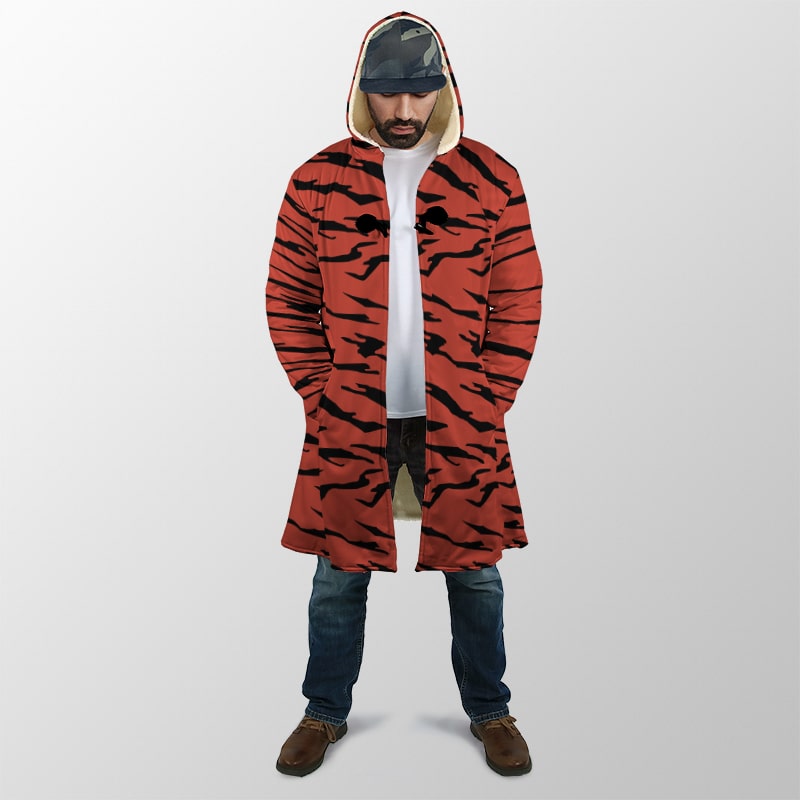 Mista Tiger Skin Pattern Hooded Cloak Coat