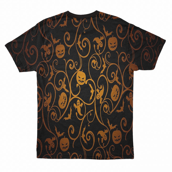 Halloween Floral Pattern Casual Round Collar T-Shirt