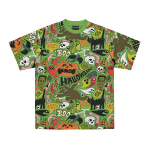 Halloween Boo Frankenstein All Over Embossed T-Shirt