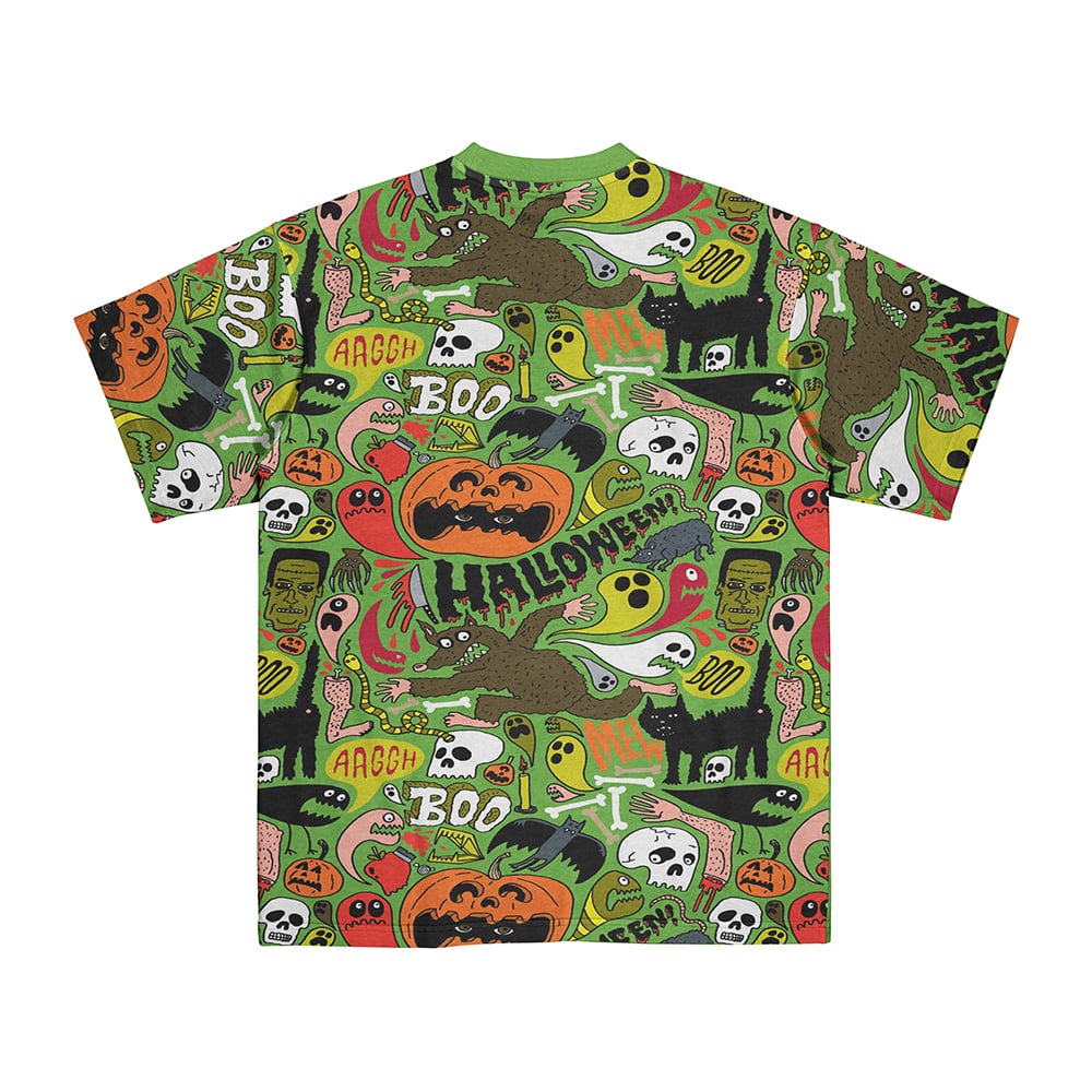 Halloween Boo Frankenstein All Over Embossed T-Shirt