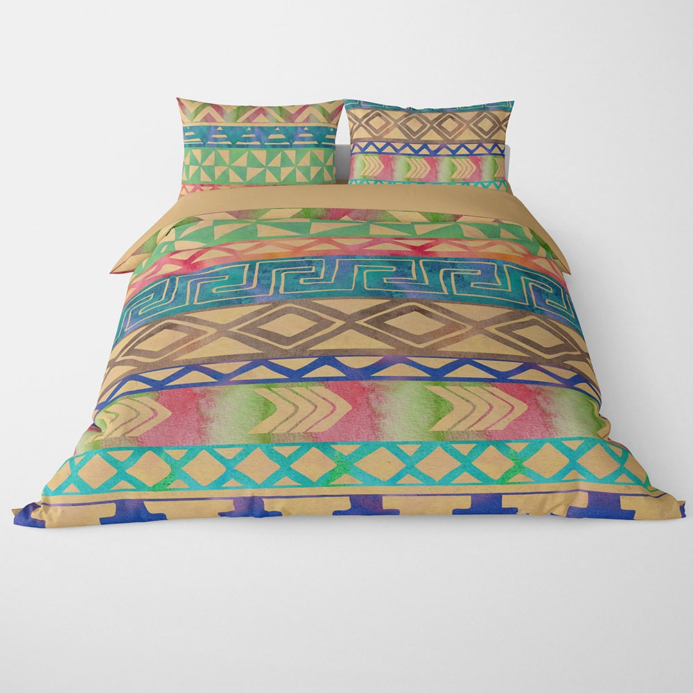 Ikat Tribal Ethnic Motif Pattern Duvet Cover Bedding