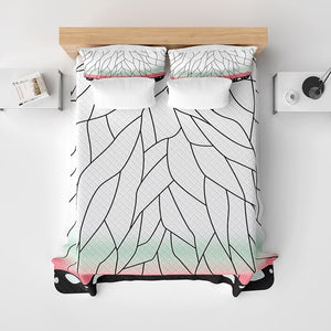 Insect Pillar Butterfly Pattern Bedspread Quilt Set