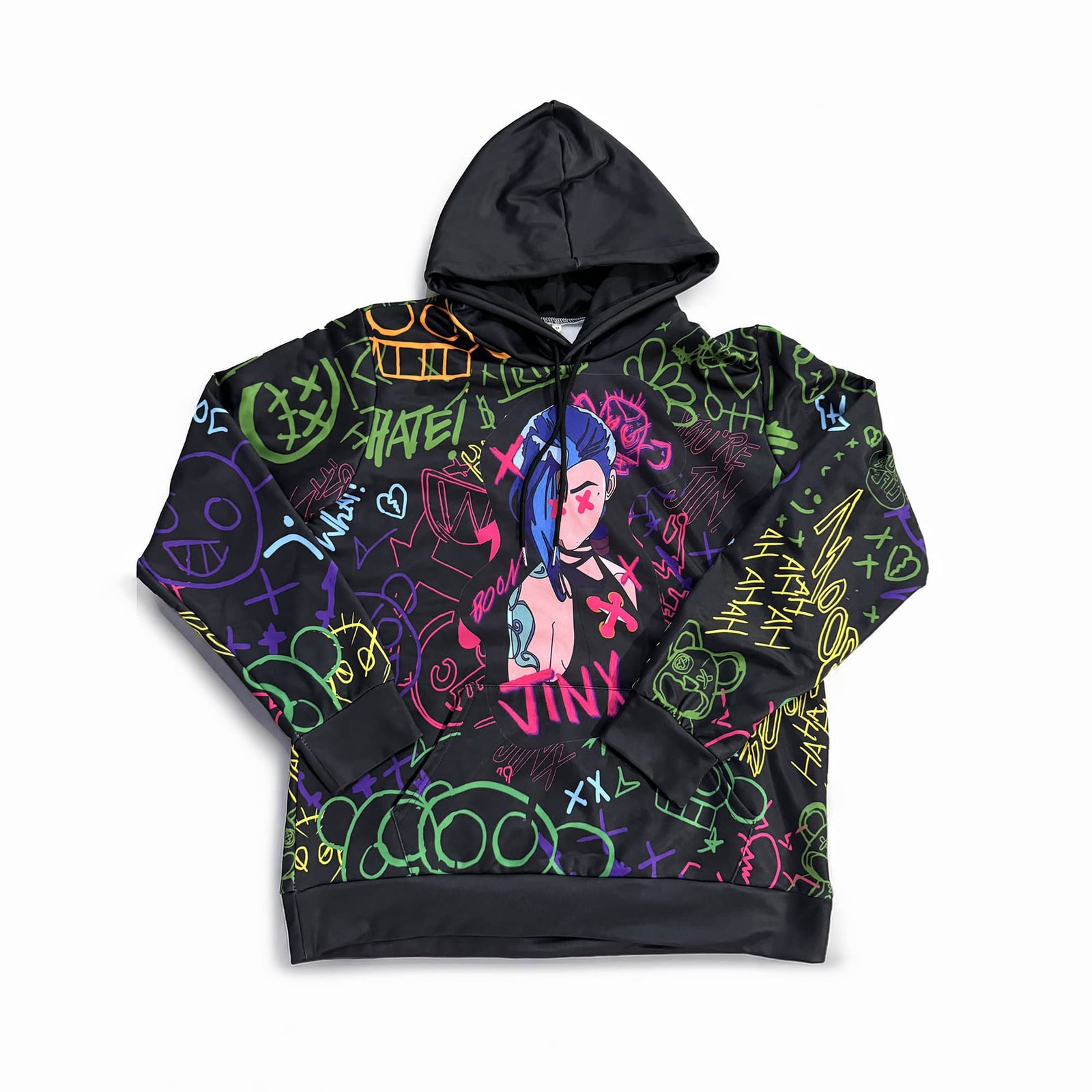 Jinx Neon Graffiti Pullover Hoodie