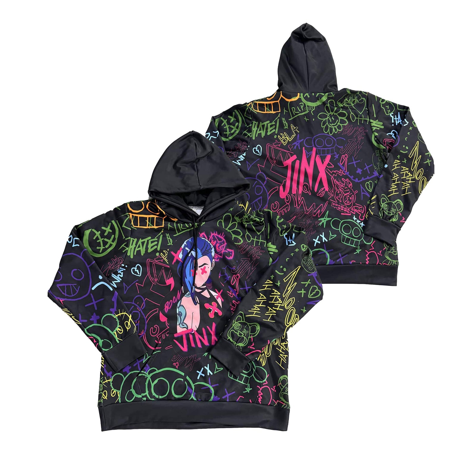 Jinx Neon Graffiti Pullover Hoodie