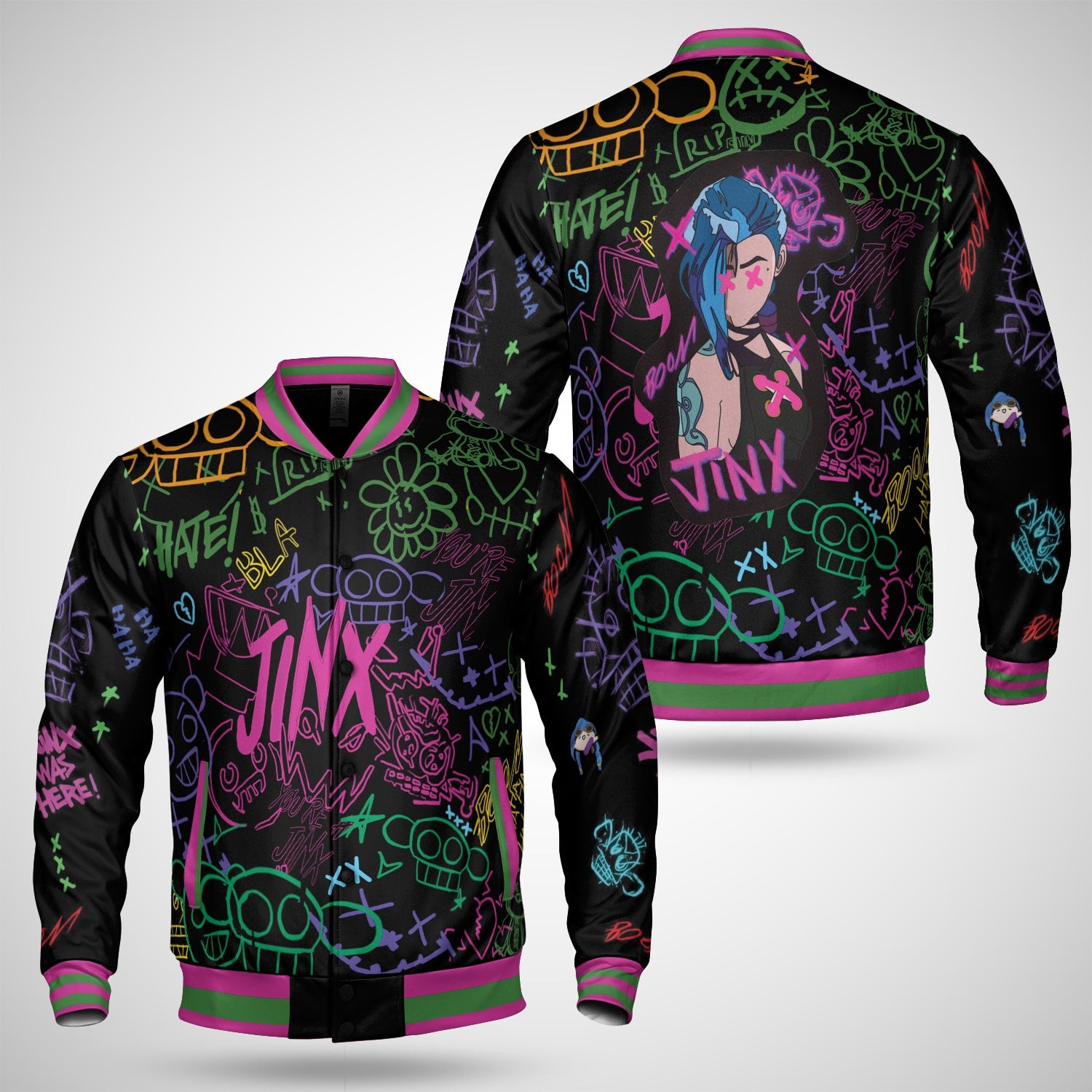 Jinx Graffiti Baseball Varsity Jacket