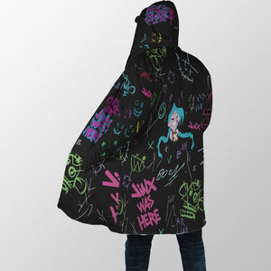 Jinx Graffiti Hooded Cloak Coat