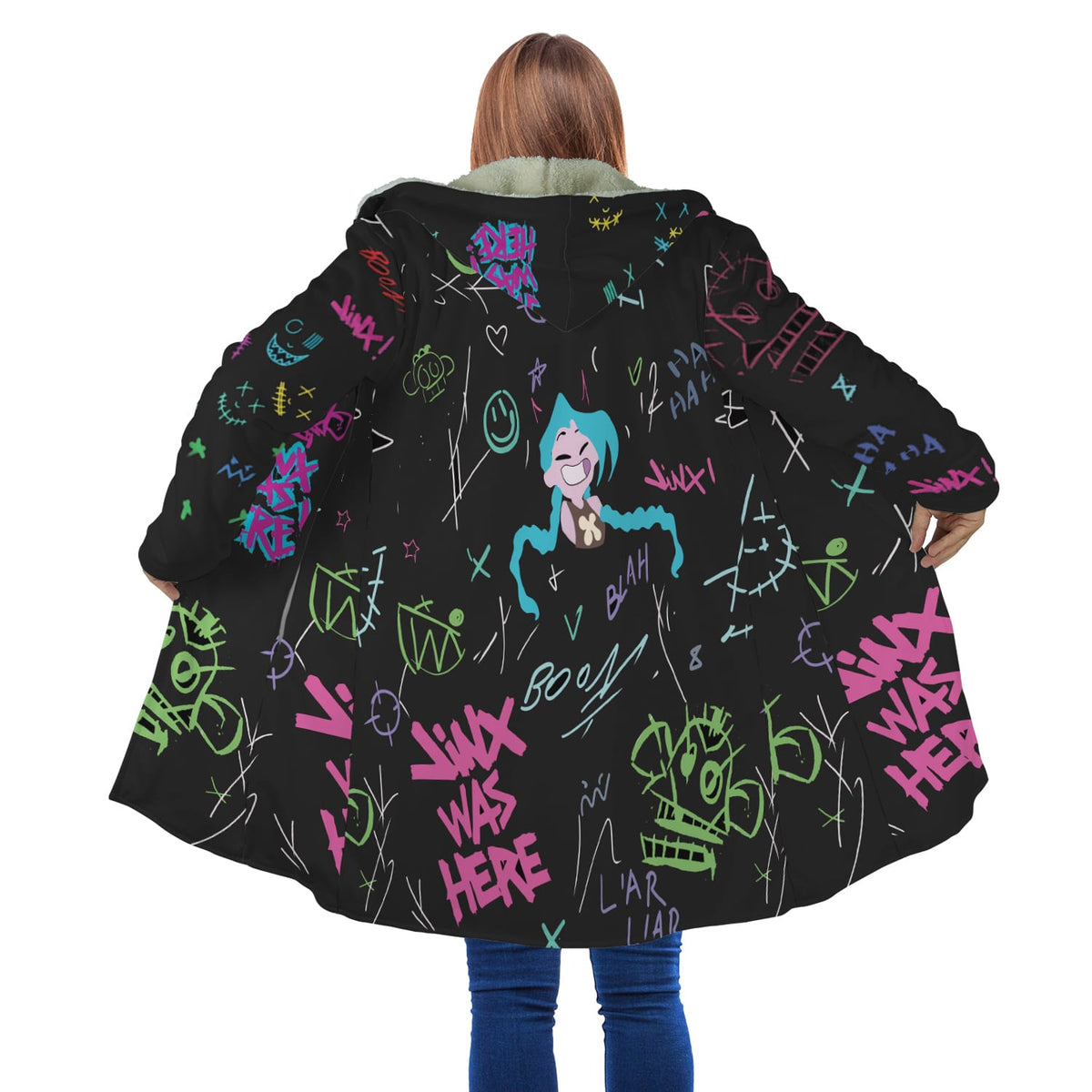 Jinx Graffiti Hooded Cloak Coat