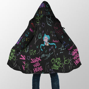 Jinx Graffiti Hooded Cloak Coat