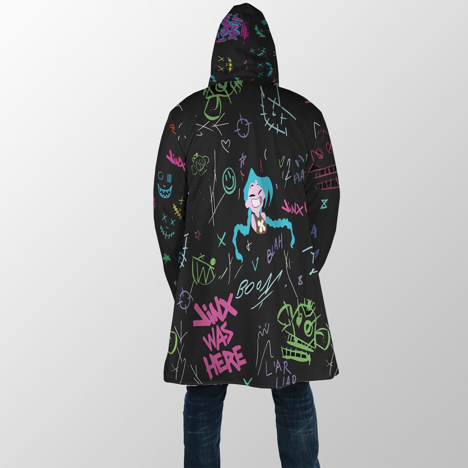 Jinx Graffiti Hooded Cloak Coat