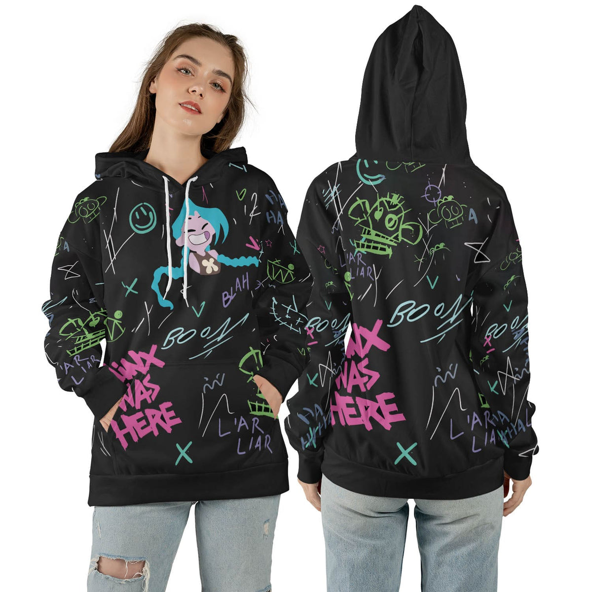 Jinx Graffiti Arcane Pullover Hoodie