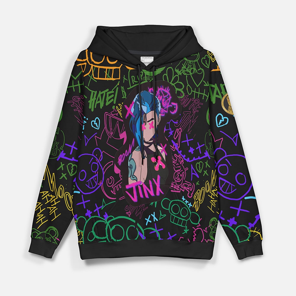 Jinx Neon Graffiti Pullover Hoodie