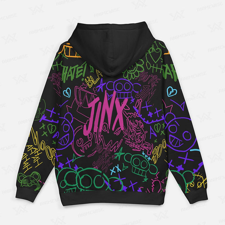 Jinx Neon Graffiti Pullover Hoodie