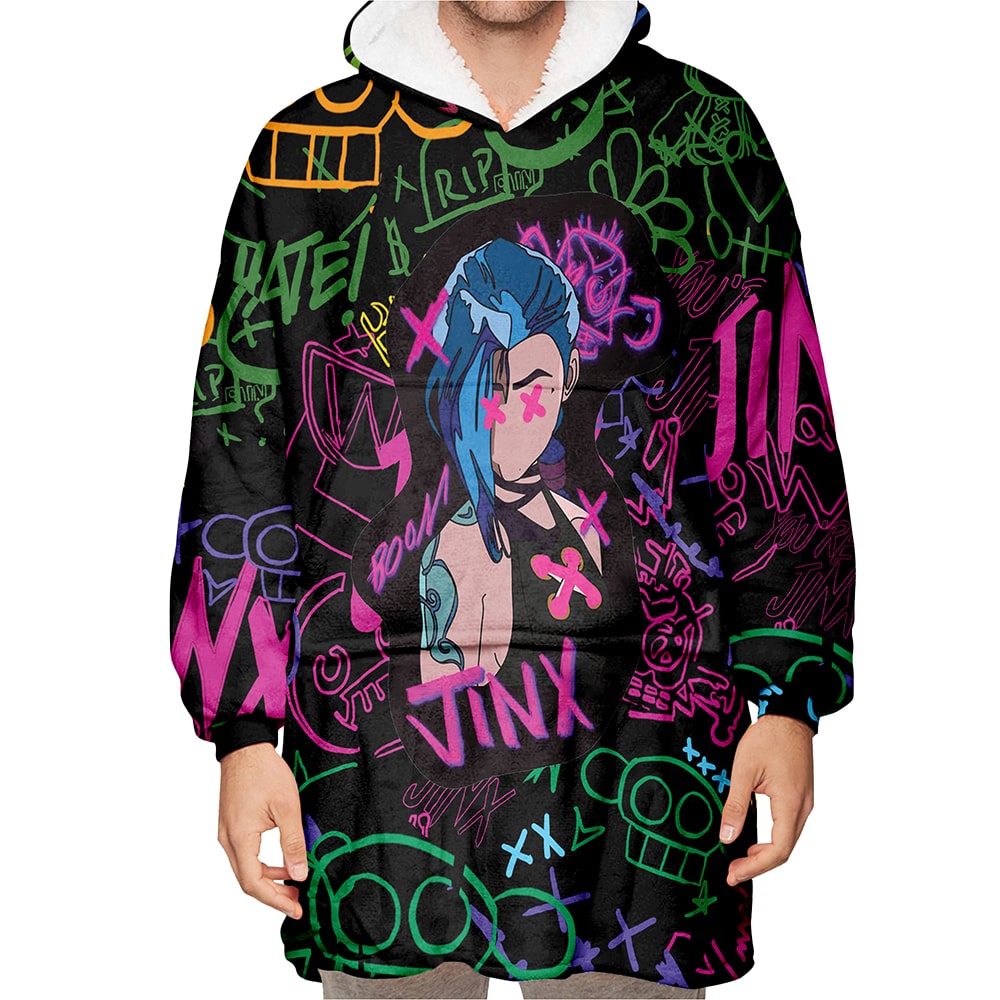 Jinx Neon Graffiti Blend Blanket Hoodie